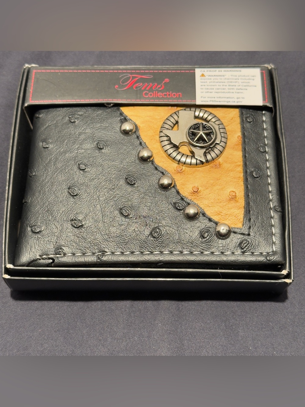 Western Style Texas Lone Star Cowboy Wallet Bifold Style Peddle Vegan Leather